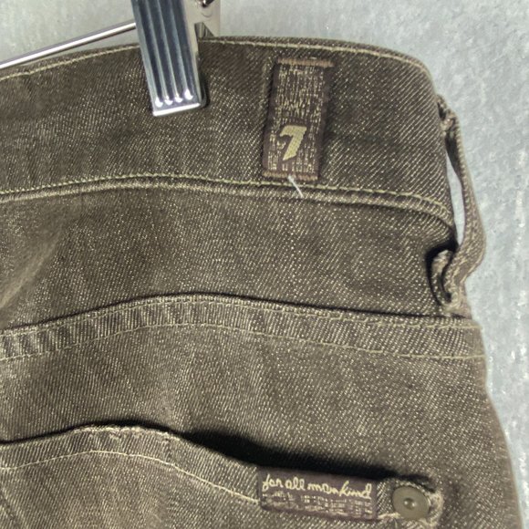 7 For All Mankind Jeans Mens 36x28 Button Fly Straight Brown Stretch Distressed - Picture 7 of 16